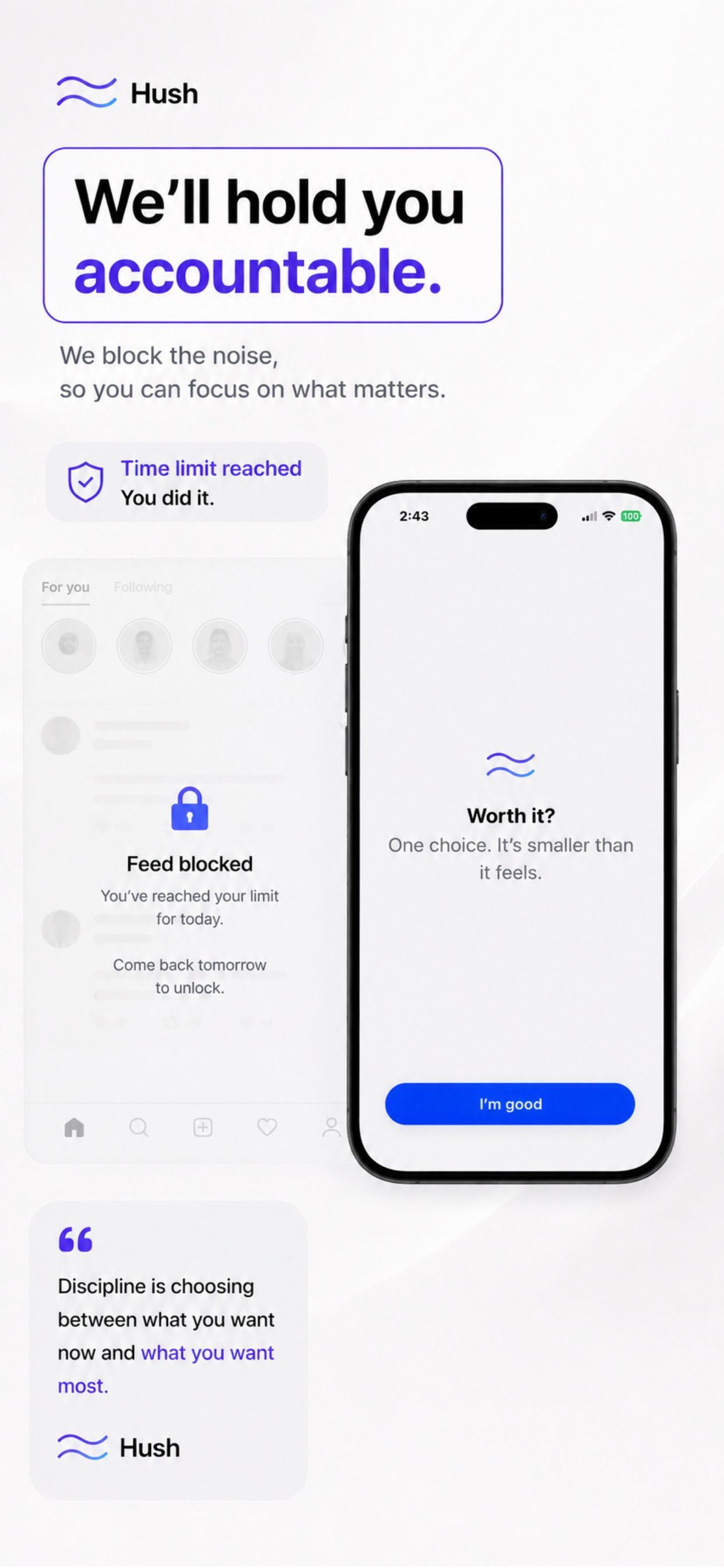 Hush holds you accountable - app blocking